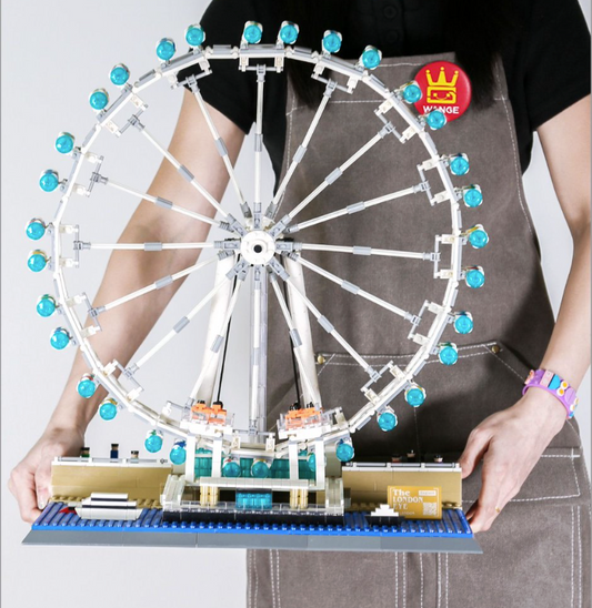 large model of a Ferris wheel made from interlocking bricks.