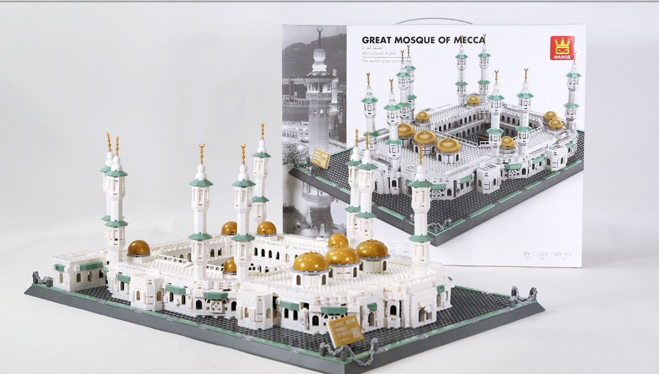 Model of the Great Mosque of Mecca with packaging on a white background