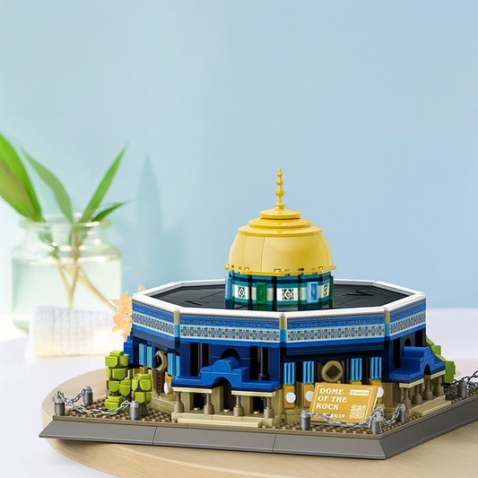 Model of a Dome of the rock building made from interlocking bricks 