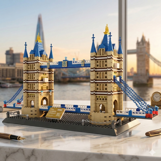 Tower Bridge London brick building set front view showing twin Gothic towers and walkways — 1052 pieces