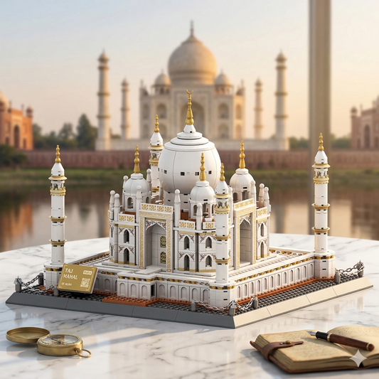 Taj Mahal Agra India brick building set front view showing central dome and four minarets — 1113 pieces