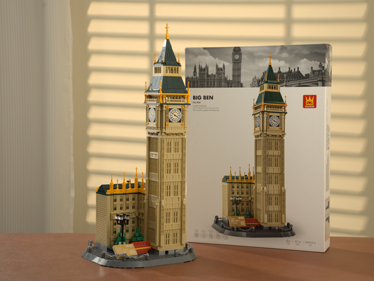 Big Ben London large brick building set front view showing clock tower with four clock faces and gothic spire — 1095 pieces