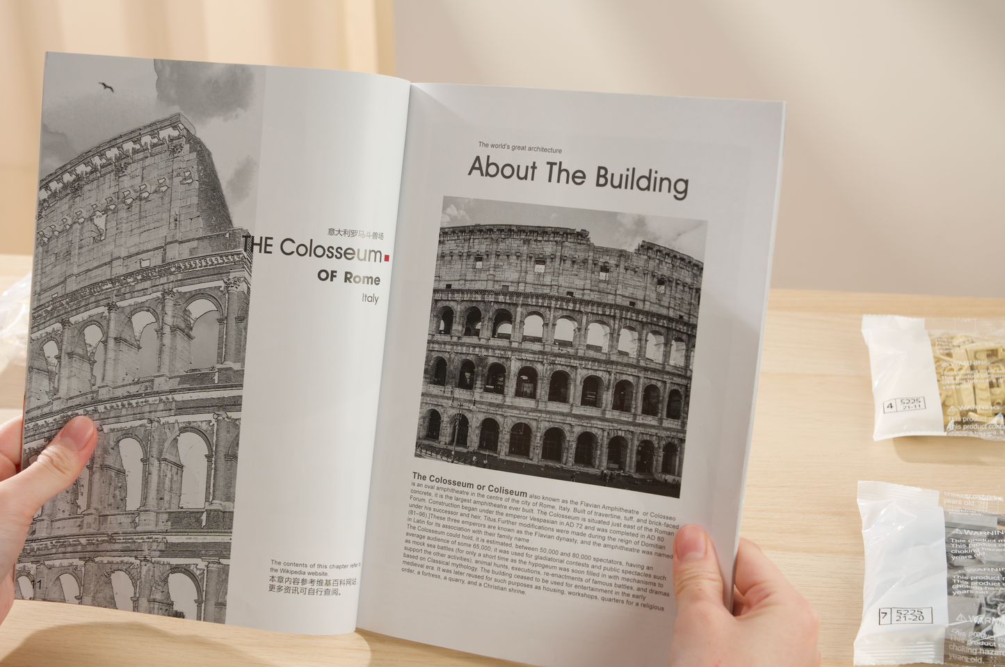 Step-by-step illustrated building instructions of the colosseum