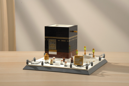Assembled Kaaba brick set top-down view showing square courtyard layout and black cube structure
