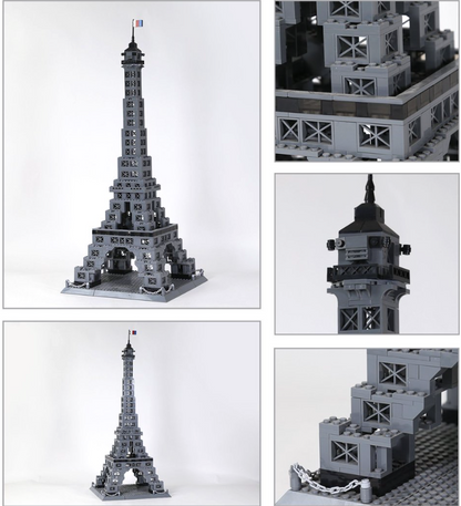 Eiffel Tower 976-piece brick building set top spire detail — eco-friendly ABS plastic by Wondaland