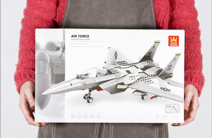 	F-15 Eagle Fighter 223 piece brick model displayed with product box packaging