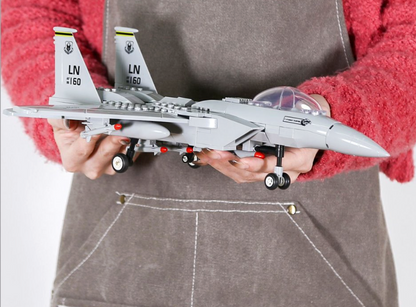 F-15 Eagle Fighter brick set top-down view showing full wingspan and fuselage detail